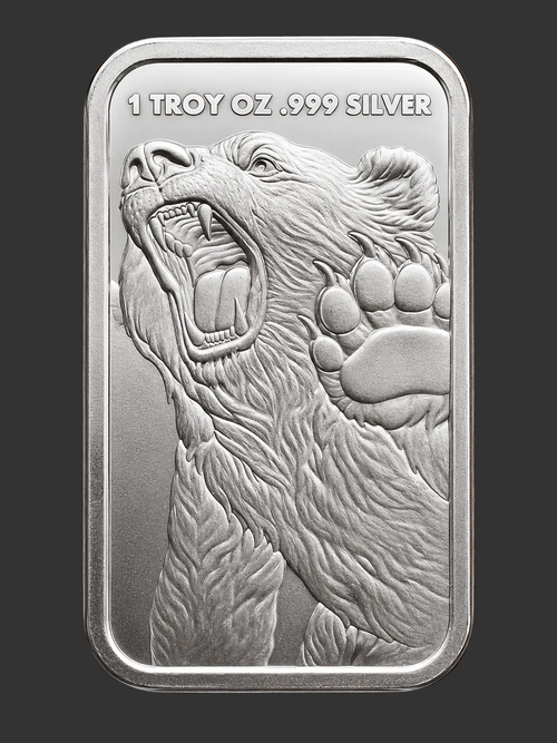 Bull & Bear 1 oz Silver Bar, Golden State Mint, .999 Fine Silver
